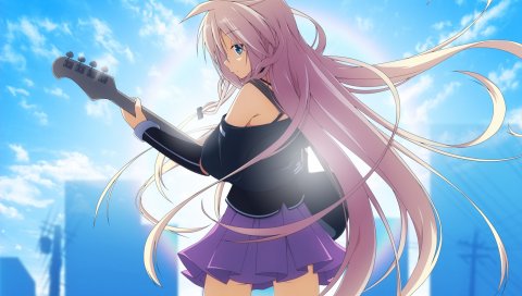 Yuzuki kei, megurine luka, вокалоид, девушка, гитара