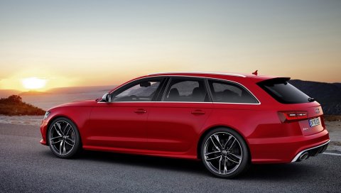 Audi, v-8, rs6 avant, красный, вид сбоку
