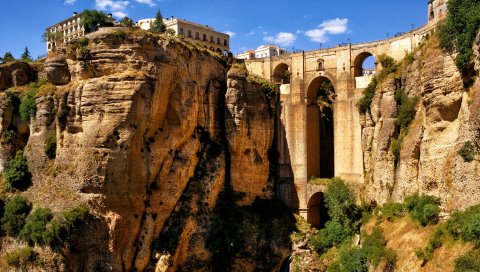 Ronda, andalucia, Испания, акведук, гора, мост, арка, каньон