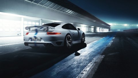 Porsche, 911, турбо, вид сзади