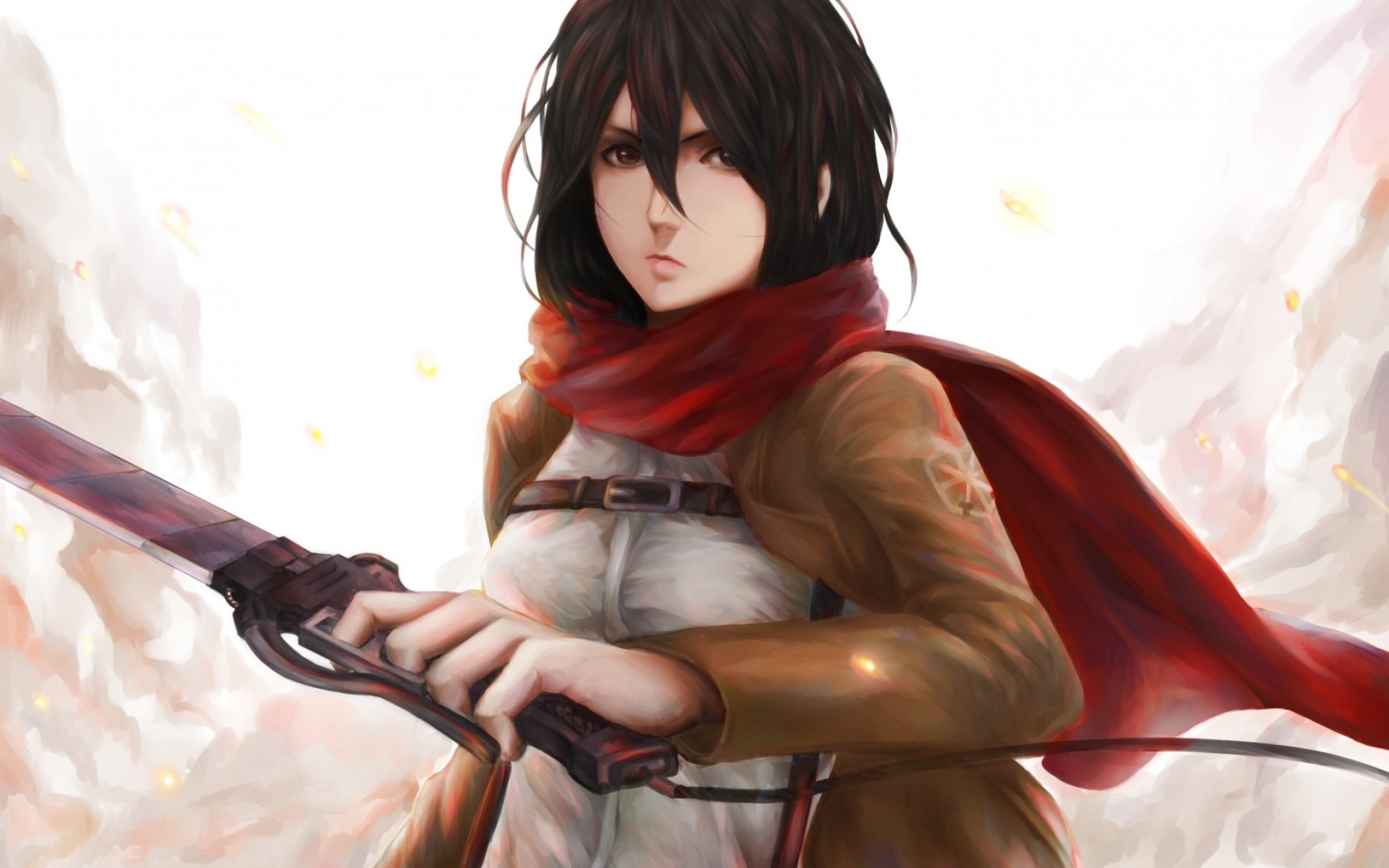 Картинки Mikasa ackerman, shingeki no kyojin, искусство, девушка, аниме, меч фото и обои на рабочий стол