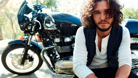 Комплект harington, актер, gq, фотографии, мотоцикл