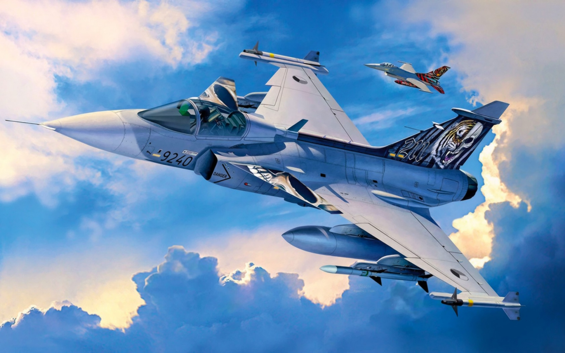 Картинки Saab jas-39c, самолет, небо, искусство фото и обои на рабочий стол