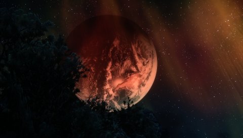 Планеты, звезды, небо, ночь, темный, искусство, 3d