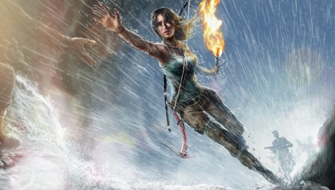 Lara croft, гробница, девушка, спрей, рука, искусство