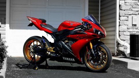 Yamaha, r1, красный, sportbike