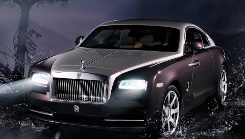Rolls-royce, wraith, rolls-royce wraith 2013, вид спереди, ночь