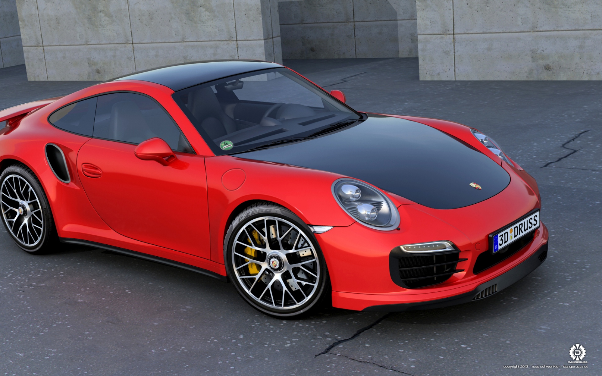 Картинки PORSCHE, 911, турбо, с, красный, вид сбоку фото и обои на рабочий стол