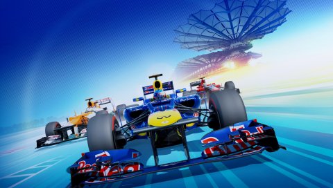 f1 2012, гоночные автомобили, красный бык, стадион, гонки, трек