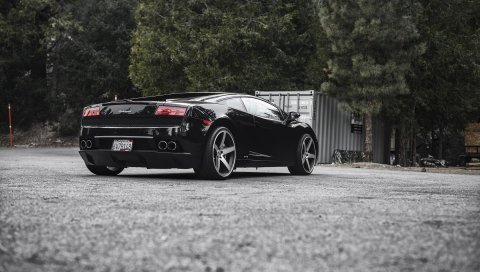 ламборджини, Gallardo, LP560-4, вид сзади, черный