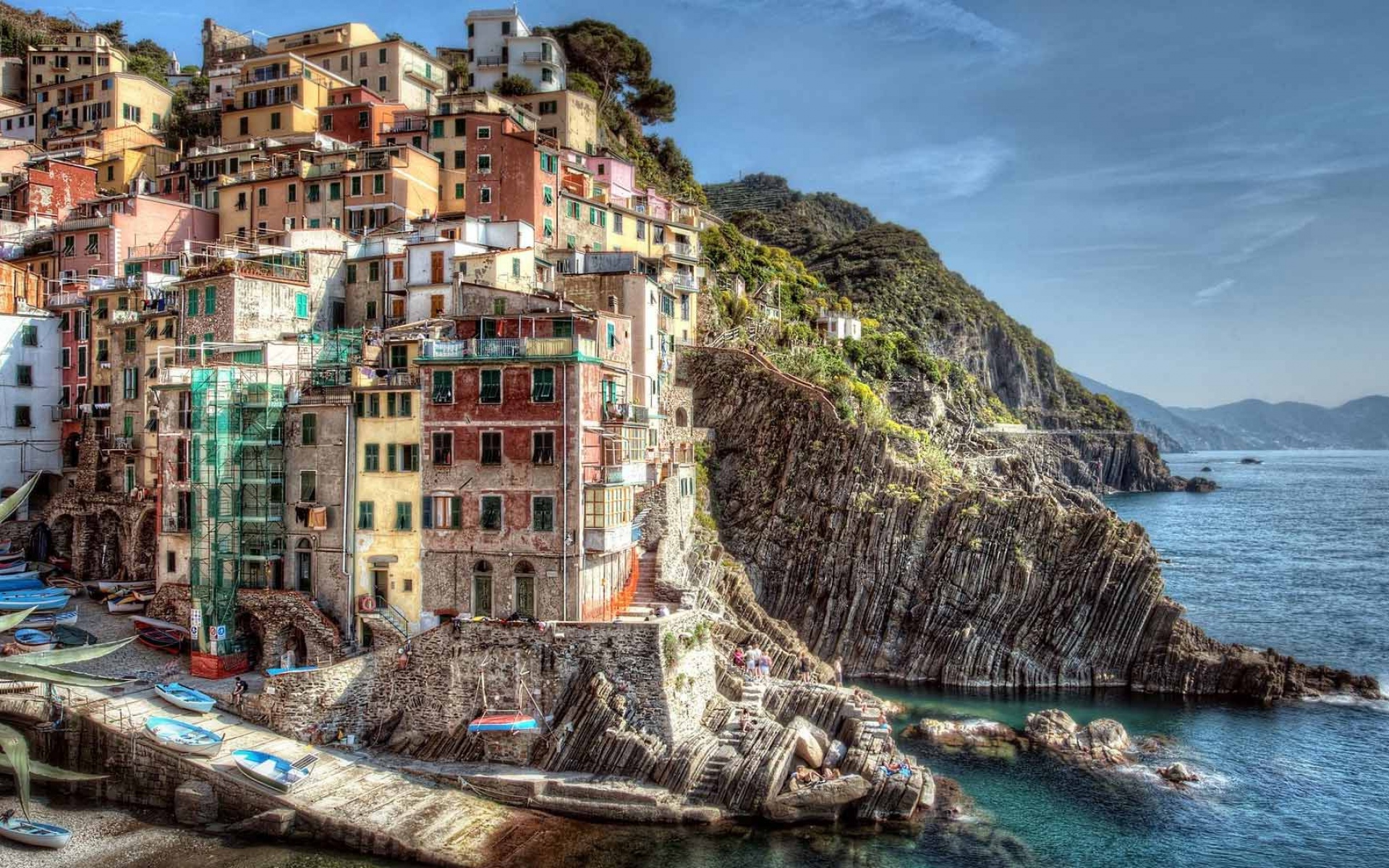 Картинки Риомаджоре, италия, берег, скала, hdr фото и обои на рабочий стол