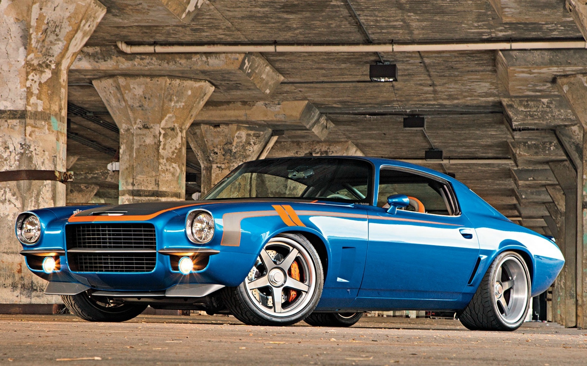 Картинки Chevrolet, camaro, 1971, chevrolet camaro, синий, вид сбоку фото и обои на рабочий стол