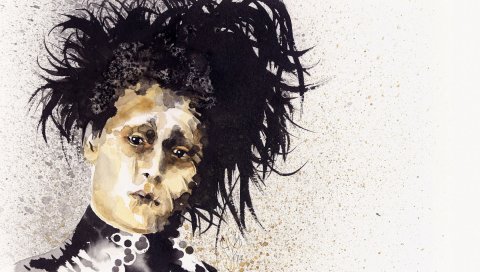 Edward scissorhands, johnny depp, искусство, краска