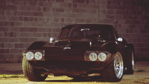 Chevrolet, корвет, авто, вид спереди, черный
