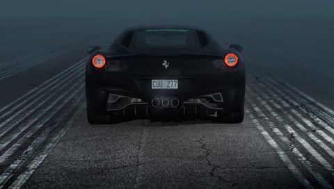 Ferrari, 458, italia, ferrari 458, вид сзади, ночь, огни