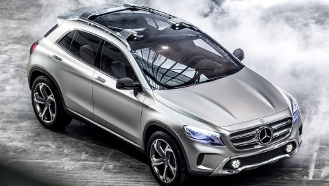 Mercedes-benz, glk, огни, кроссовер, концепция, серебро