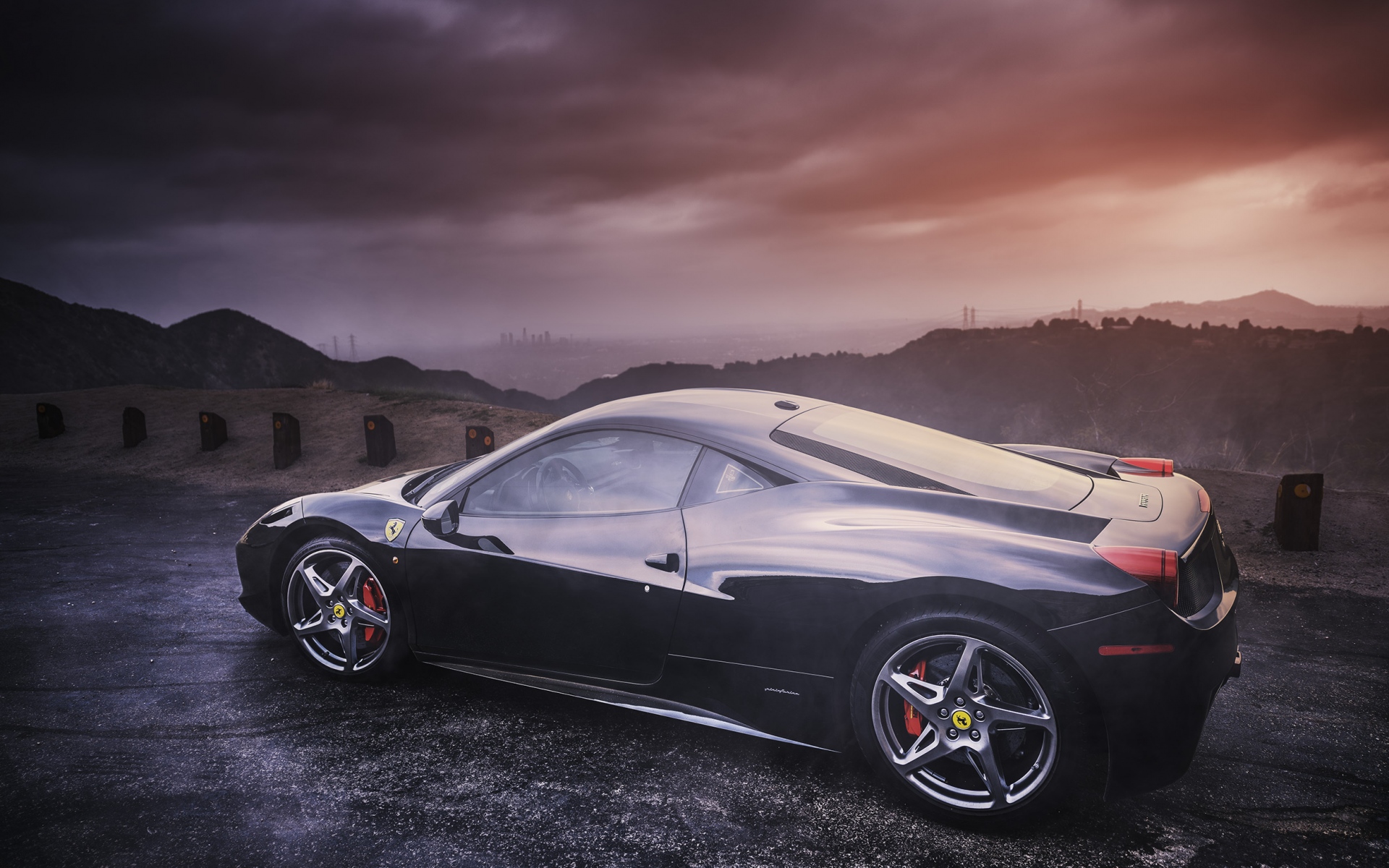 Картинки Ferrari, 458, italia, вид сбоку, черный фото и обои на рабочий стол