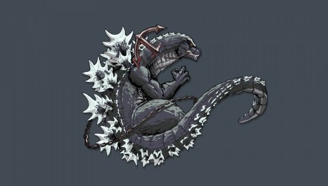 Godzilla, монстр, искусство, динозавр, хвост, якорь