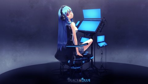 Hatsune miku, вокалоид, девушка, компьютер