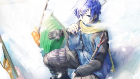 Вокалоид, kaito, мальчик, искусство, зима