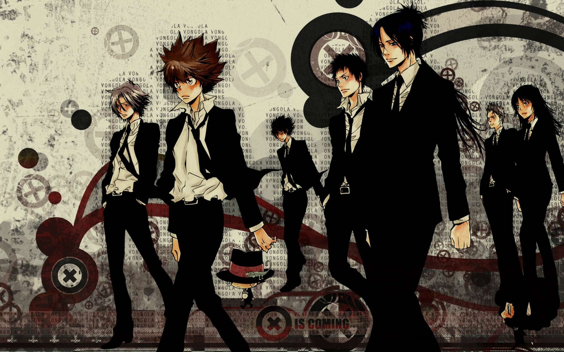 Картинки Katei kyoshi hitman reborn, tsunaesi sawada, hidenobu kiut, hidekadzu ichise, yukari kokubun, nico фото и обои на рабочий стол