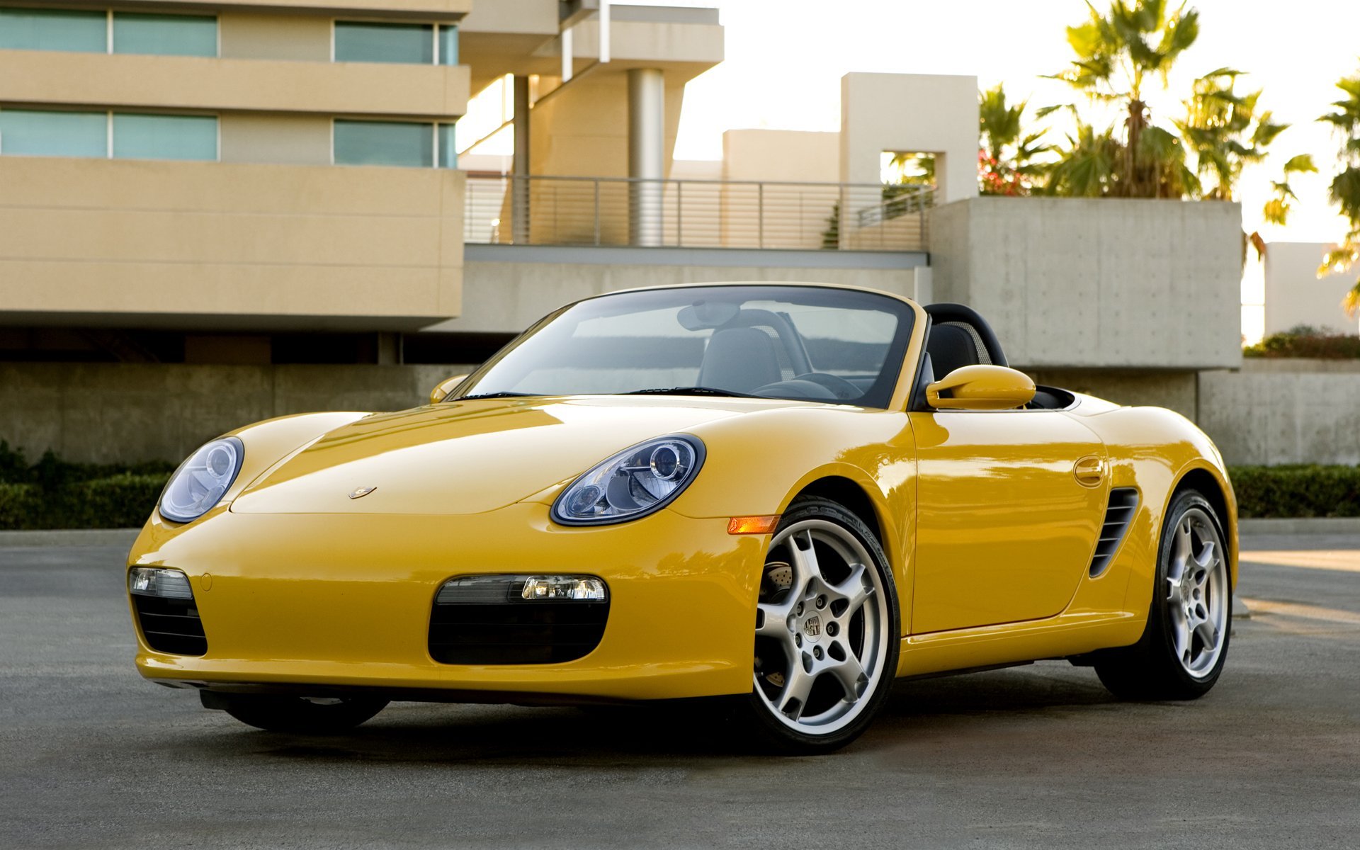 Картинки 2008 porsche boxster, porsche, желтый, кабриолет фото и обои на рабочий стол