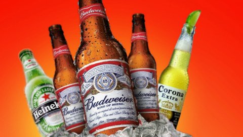 Heineken, budweiser, пиво, напитки, лед