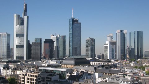франкфурта, Германия, панорама, небоскребы