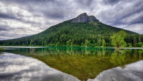 вашингтон, гремучей хребет, озеро, деревья, пейзаж, горы,отражение