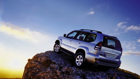 тойота, Land Cruiser, Prado, серый, вид сзади