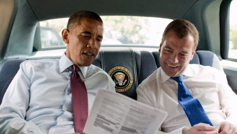 Барак Обама, Дмитрий Медведев, президент, премьер, автомобиль