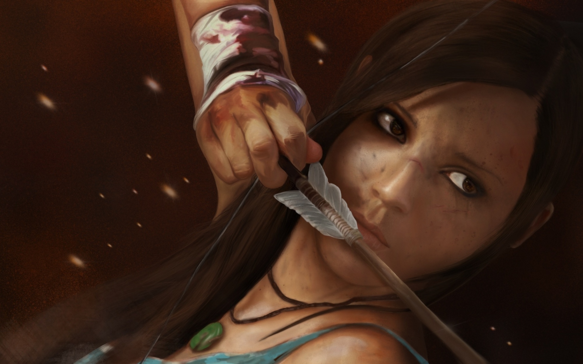 Картинки Lara croft, возрождение гробницы, женщина, стрела, лук, повязки фото и обои на рабочий стол