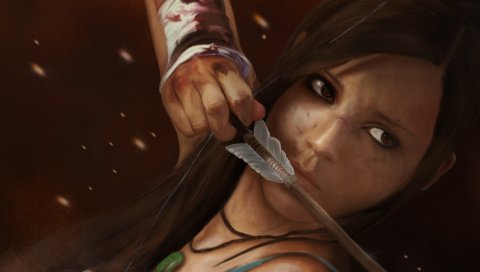 Lara croft, возрождение гробницы, женщина, стрела, лук, повязки
