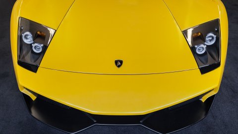 Lamborghini, murcielago, капот, желтый