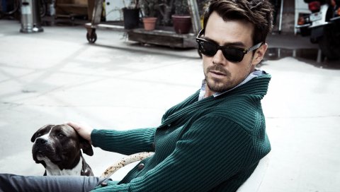 Josh duhamel, мужчина, фотосессия, актер, лицо, очки, собака
