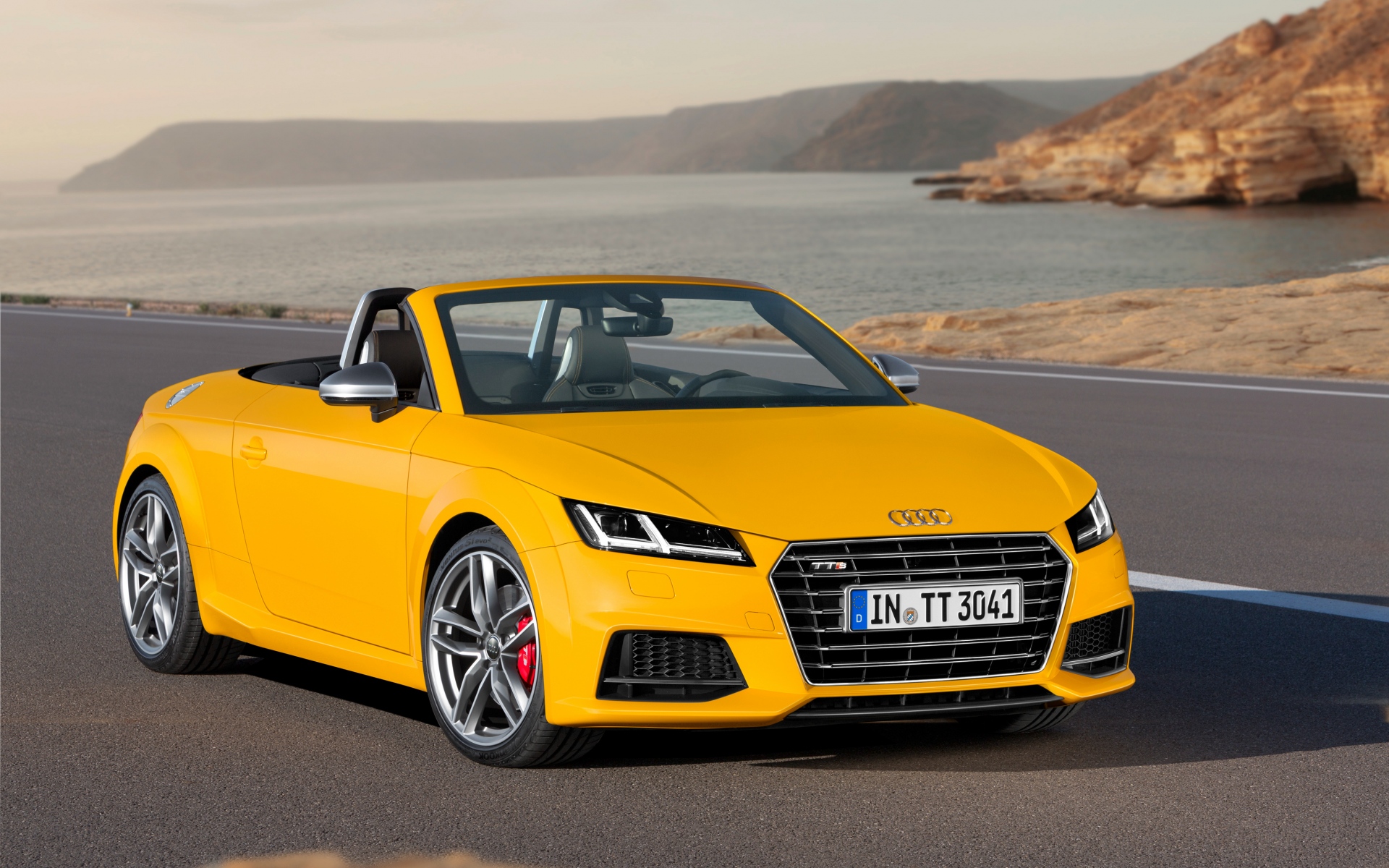 Картинки Audi, tts, tt, yellow, roadster, 2014 фото и обои на рабочий стол