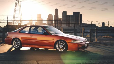Honda, integra, city, закат