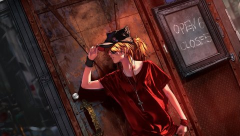 Soryu asuka langley, shikinami asuka langley, жест, кепка, крест, evangelion, neon genesis evangelion