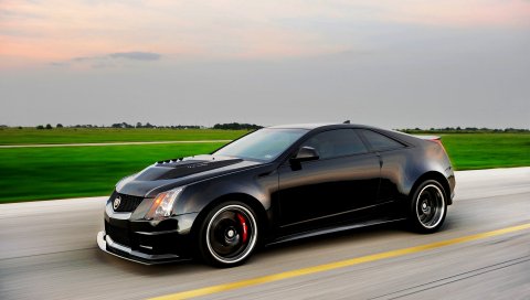 Cadillac, cts-v, hennessey, черный, вид сбоку
