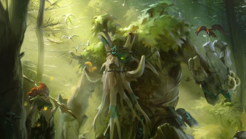 Enchantress, treant protector, dota 2, дерево, лес, зеленый, клапан