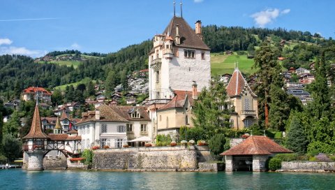 Замок Оберхофен, Швейцария, озеро Тун, замок, озеро