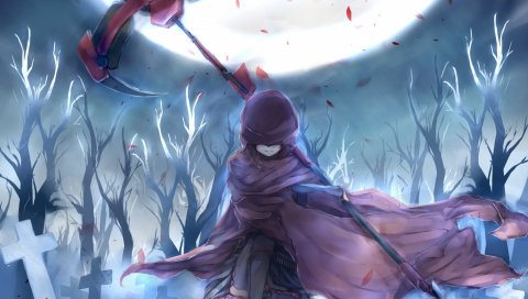 Рубин, rwby, аниме, рисунок, плащ