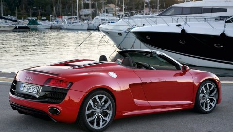 Audi, r8, spyder, red, convertible
