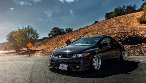 Honda, civic, si, черный, вид сбоку