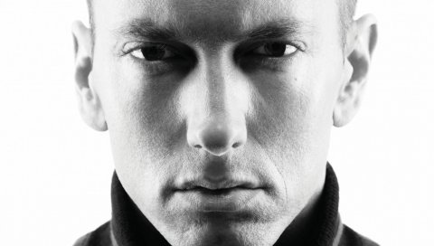 Eminem, тонкий теневой, злой, знаменитость, певец, актер, черный белый