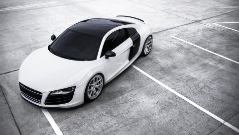 R8, audi, белый, вид сверху