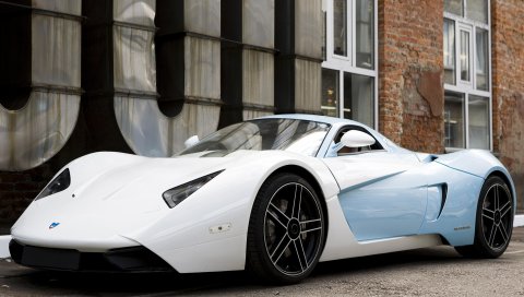 Marussia, синий, b1, белый, автомобили, вид сбоку