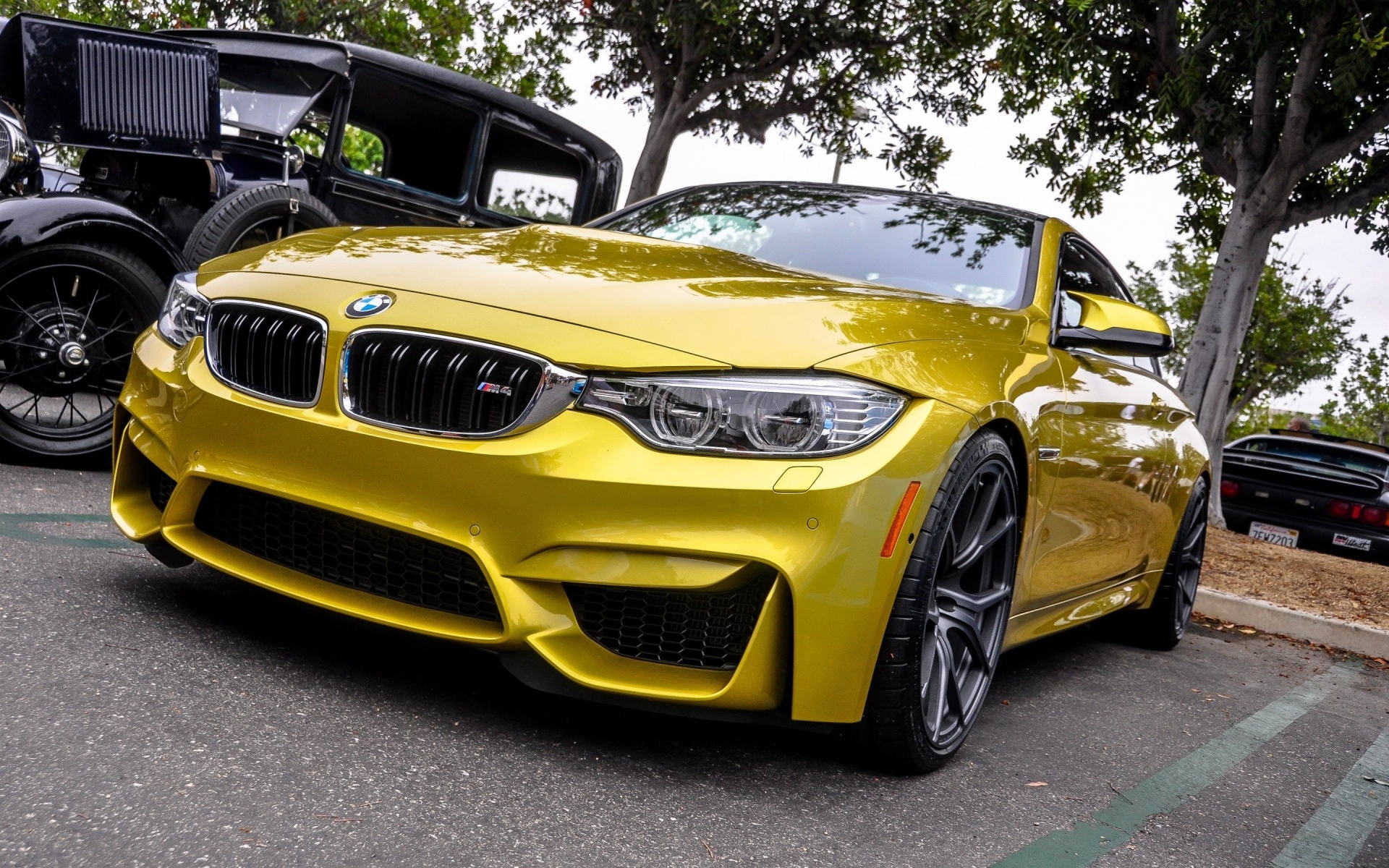 Картинки Bmw, f82, m4, желтый, передний бампер фото и обои на рабочий стол