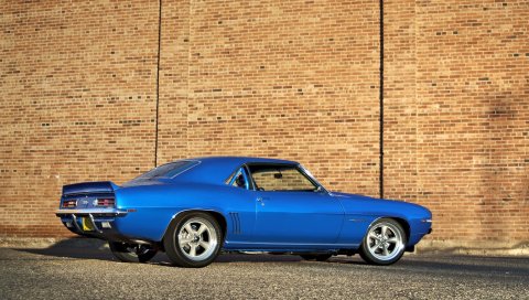 Chevrolet Camaro, автомобиль мышца , авто, синие, вид сбоку