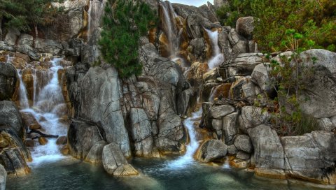 водопад, скалы, реки , расход